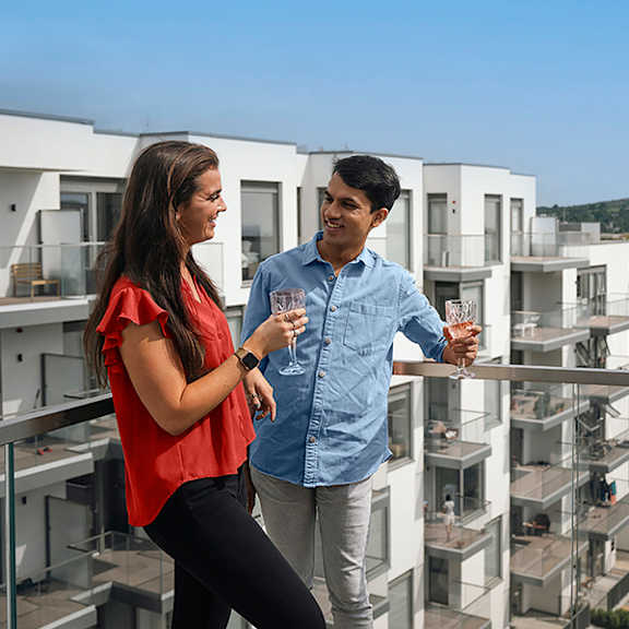 A gym with a view of the city.