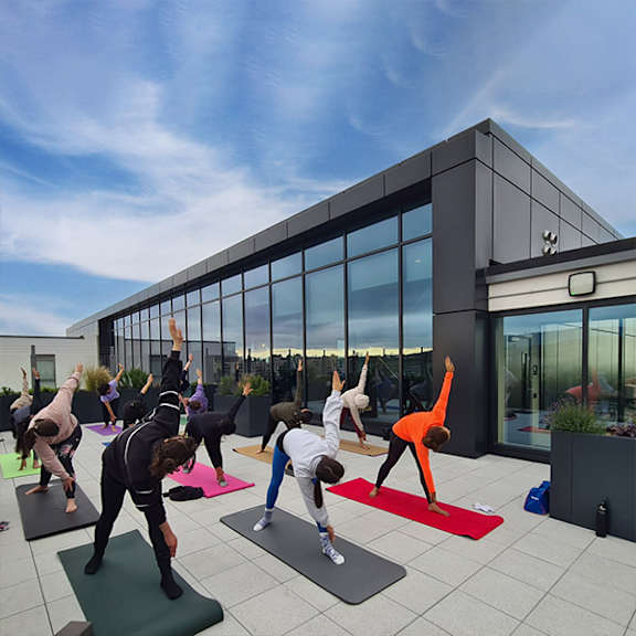 A gym with a view of the city at Cherrywood Apartments, D18 VY3V, DUBLIN 18