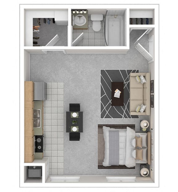 Floor Plan  The Dore Apartments Studio floor plan