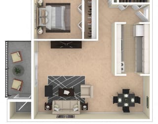 Laurel Village Apartments 1 Bedroom floor plan