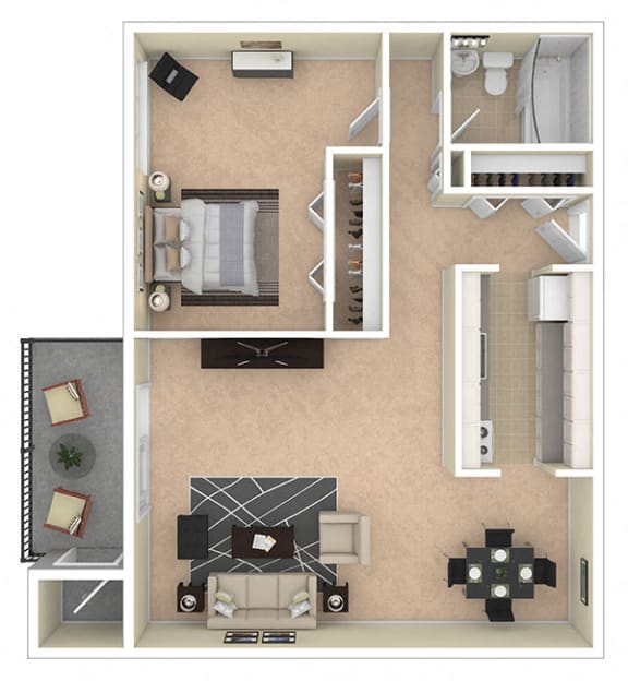 Laurel Village Apartments 1 Bedroom floor plan