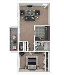 Carriage Park Apartments 1BD 1BA Floor Plan