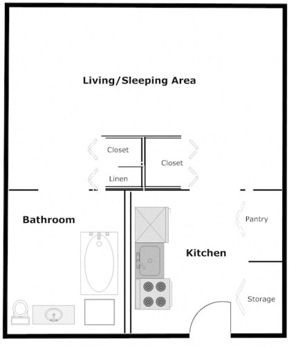 Floor Plan  B'nai B'rith I, II, and III Deerfield Apartments in Deerfield Beach, FL Efficiency Floor Plan