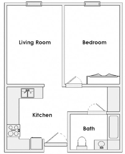 Floor Plan  B'nai B'rith I, II, and III Deerfield Apartments in Deerfield Beach, FL BB3 One bed one bath Floor Plan