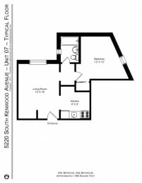  Floor Plan 1 Bed | 1 Bath (B6)