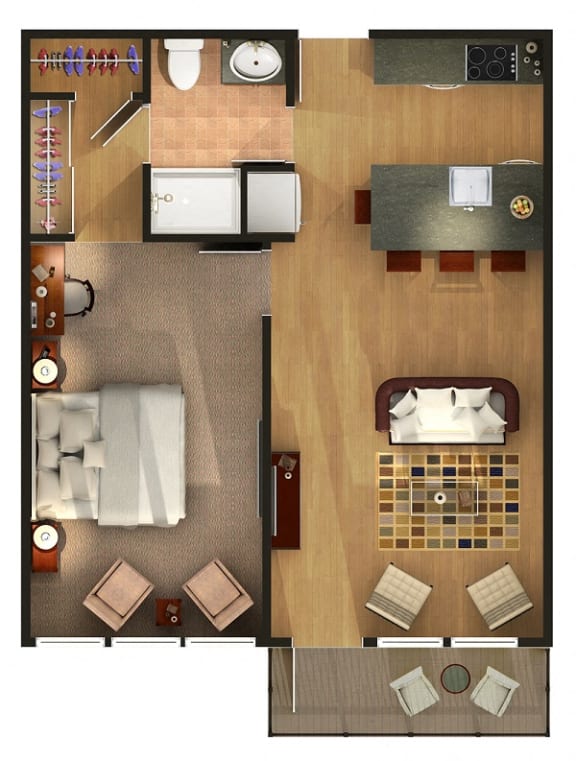 Floor Plan  One Bedroom One Bathroom