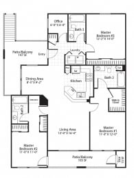 3 Bedroom 3 Bath Floor Plan Layout - 1528 Square Feet at Alta Vista, Escondido, CA, 92026