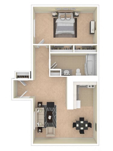 Floor Plan  Lilly Garden Apartments One Bedroom A Floor Plan
