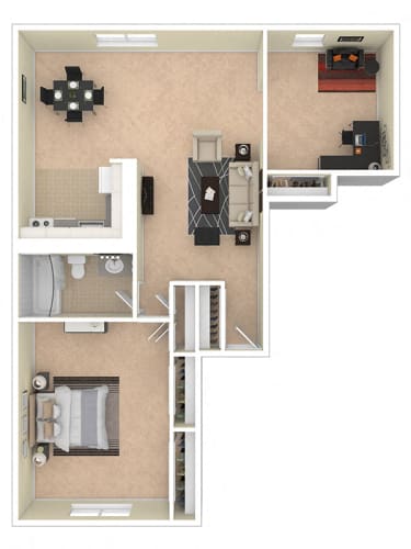Floor Plan  Lilly Garden Apartments One Bedroom Den Floor Plan