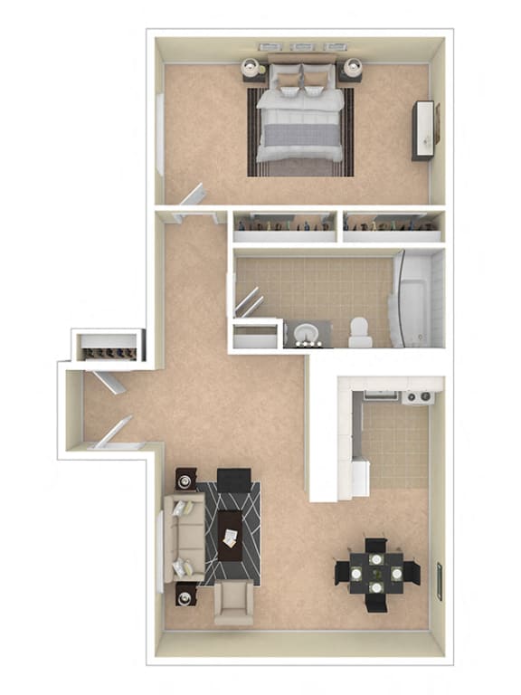 Lilly Garden Apartments One Bedroom B Floor Plan