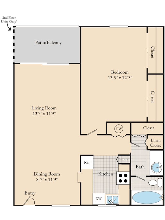 725 sq ft Royal apartment