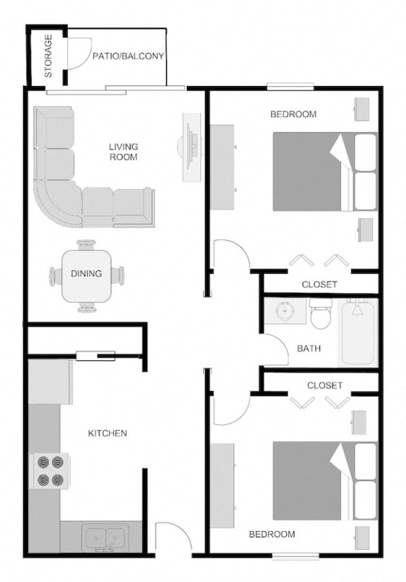BellaSol apartments in Sarasota, FL 2x1 Villas floor plan