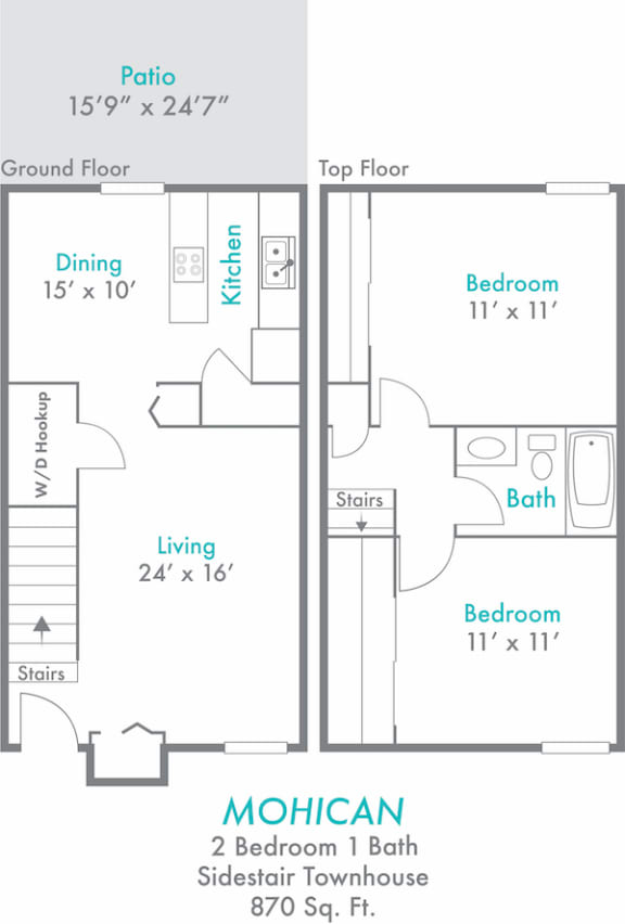 2 bed 1 bath D at Rivers Edge Apartments and Townhomes, Ohio, 45405