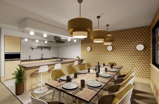 Private dining room, Crown Place, Student accommodation in Nottingham