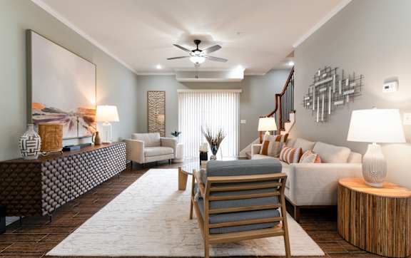Living room at Prairie Pines Townhomes, Kansas