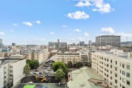 the view of the city from the roof of a building