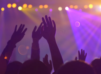people with their hands in the air at a concert at WaterCrest at City Center, Kansas, 66219