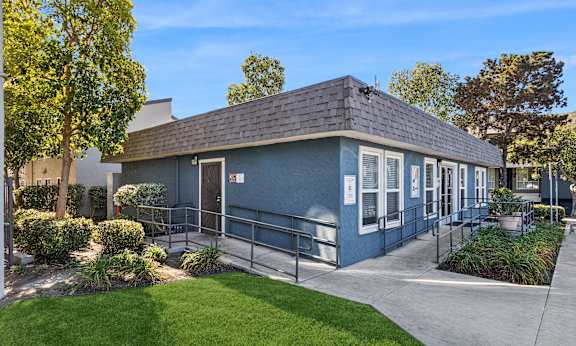 Exterior of leasing office at Stratton Apartment Homes in San Diego CA