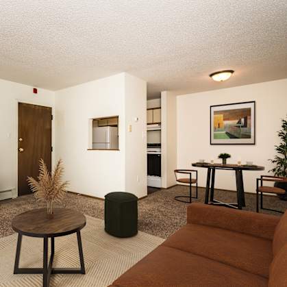 a living room with a couch and a television