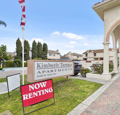 A sign that says "Now Renting" is in front of Kimberly Terrace Apartments.