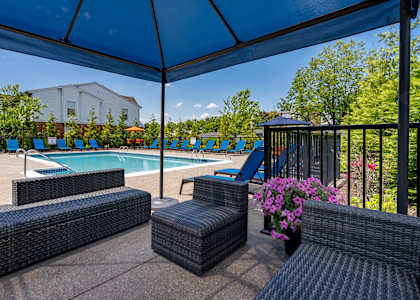 our apartments have a resort style pool and patio