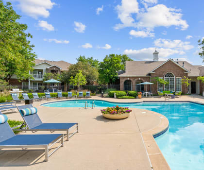 take a dip in the resort style pool at villas at houston levee west apartments at Creekside, Overland Park, KS, 66213