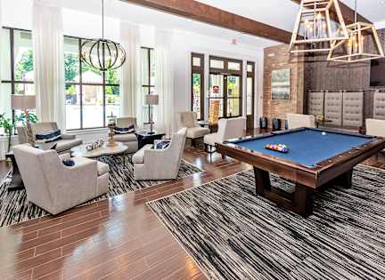Game room at Pointe at Prosperity Village Apartments, Charlotte, North Carolina