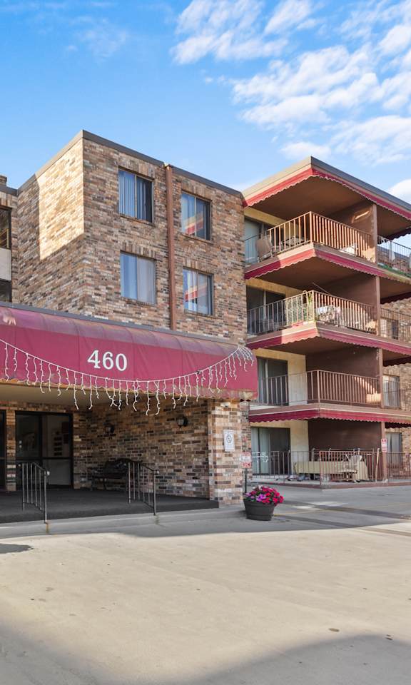 The building number 460 is made of bricks.