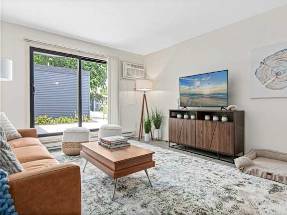 Living Room with Television at The Bosk Apartment Homes, Minnesota, 55125