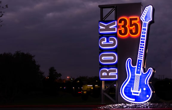 Outdoor music board at Rock 35, Round Rock, 78681