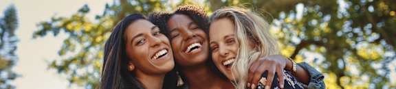 a group of young women smiling and hugging each other