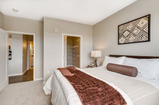 Large bedroom with walk in closet in 2 bedroom apartment for rent at Ascend at Woodbury best apartments Woodbury MN 55129