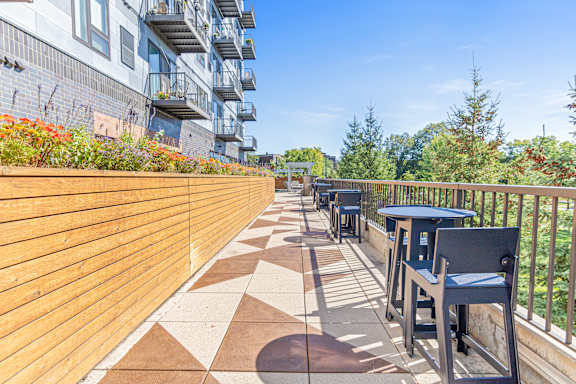 Patio with wooden Fence at 71 France, Edina