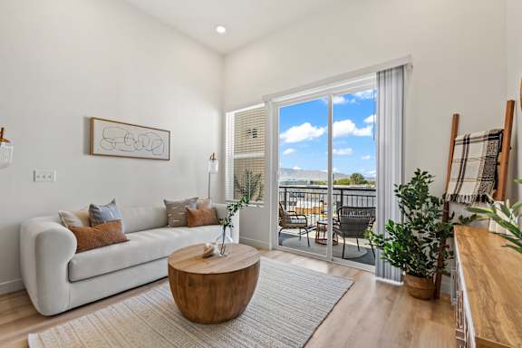 Living Room with Large Window at Solhavn Apartments, Utah, 84003