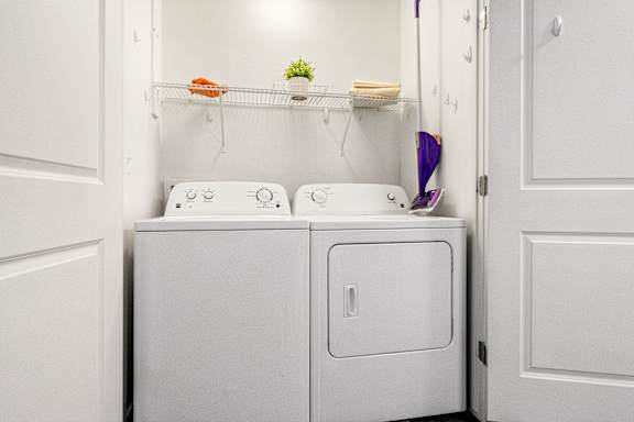 White machines in laundry room at The View on 20th, Ogden