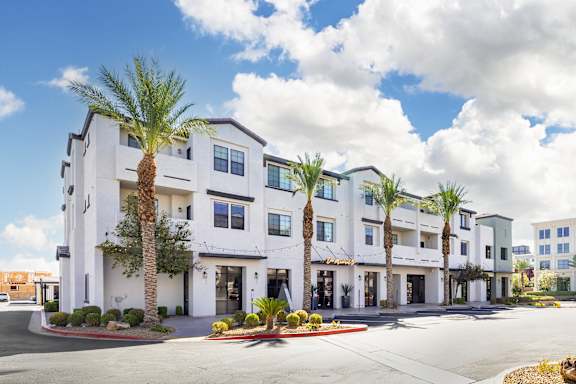 The fresh, bold colors bring a modern and welcoming feel, offering a refreshing contrast to the surrounding desert landscape.