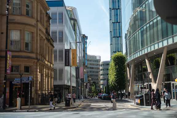 A city street at Fairfax Apartments, Manchester, M1 2GN
