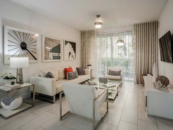 Large Living Spaces Connected with Kitchen and Dining Areas