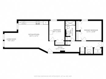  Floor Plan 2 Bedroom - 1 Bathroom