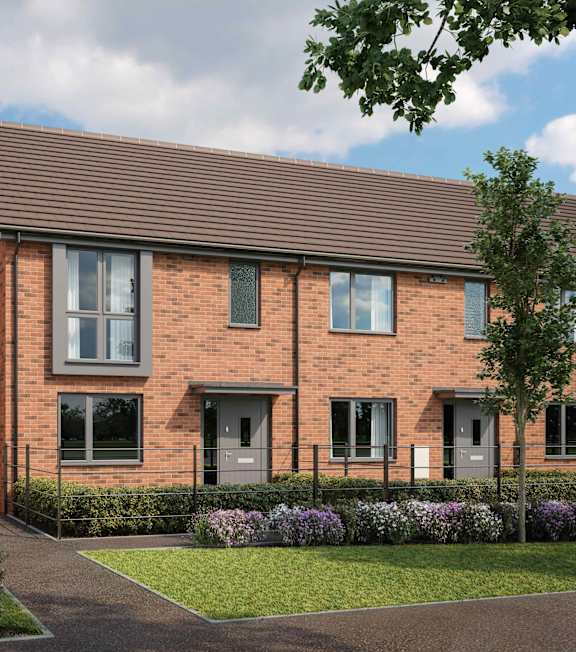 a living room with a couch and a table at The Foundry Apartments, Bordon, GU35 9FE