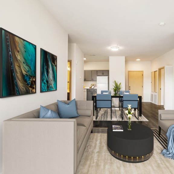 bright living room at Shoreline Village, Richland, WA 99352