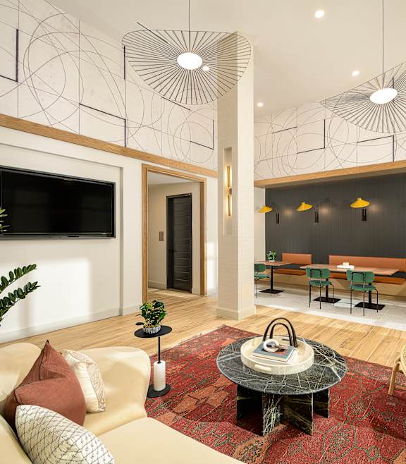 Social lounge at Wayfern Apartments in Sandy Springs GA