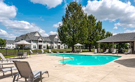 the swimming pool at the preserve apartments