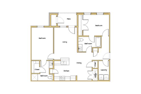 2 bedroom floor plan