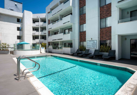 pool area at the bradley braddock road station apartments