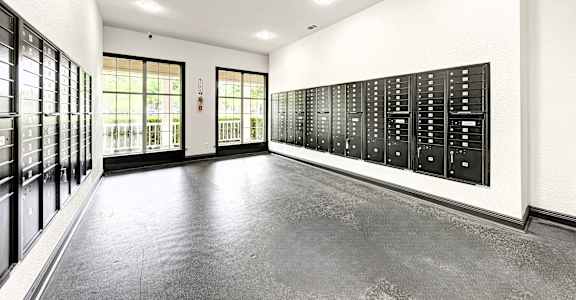 A room with mail boxes