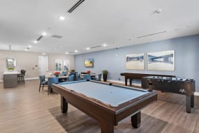 the reserve at bucklin hill games room with pool table and foosball
