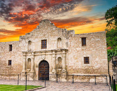The Alamo in San Antonio, Texas, is a historic mission-style building.