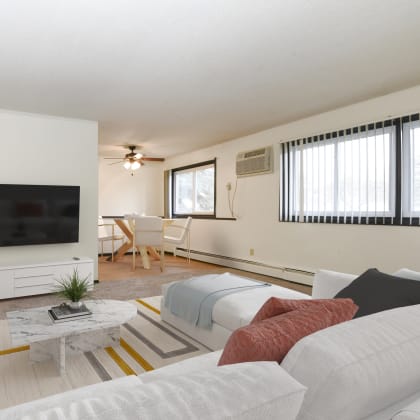 Montreal Courts Apartments | Two Bedroom | Living Room & Dining Area