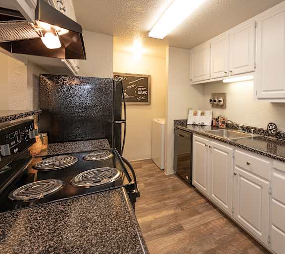 Model kitchen at Bishop's Court Apartments, Rancho Cordova, CA, 95670